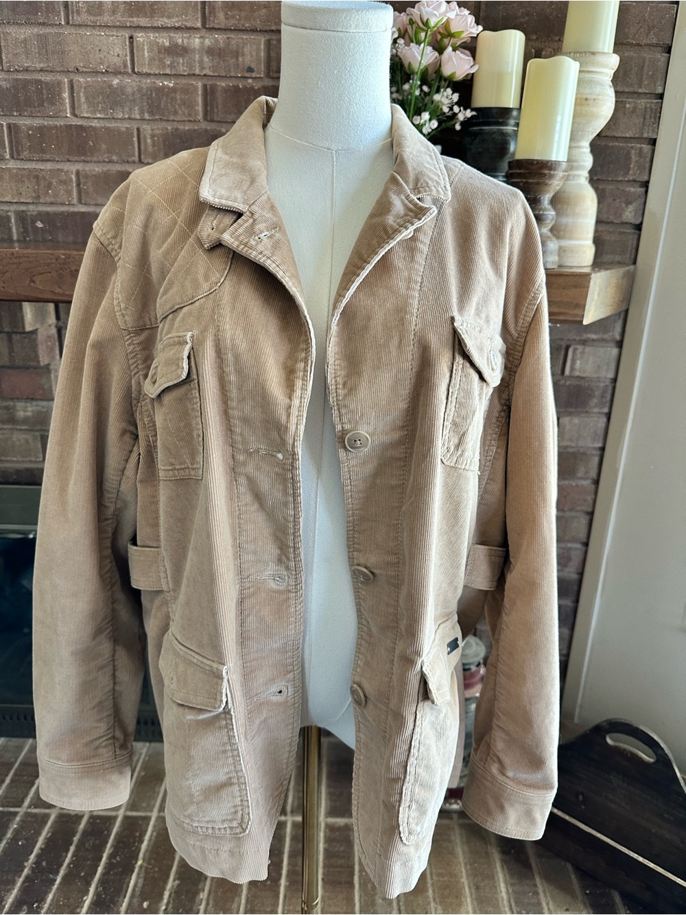 L.L.Bean Tan Fine Corduroy Safari Field Chore Barn Jacket Coat Size XL